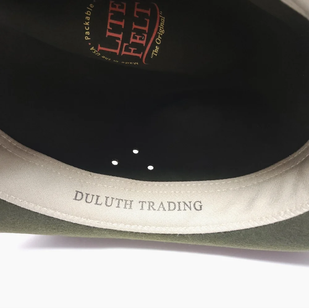 Duluth Trading Wool Felt Crusher Hat Medium Leather Band USA Made Green Fedora - Picture 6 of 14